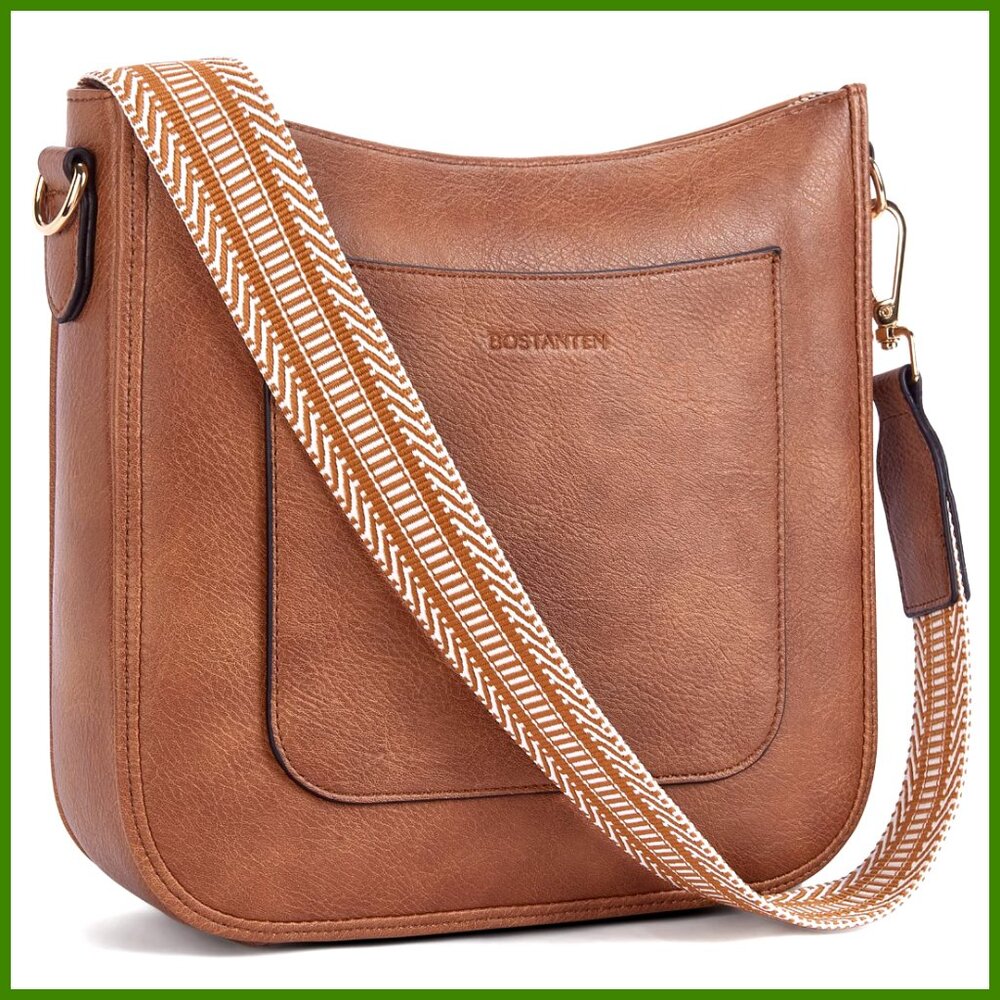 Vegan Leather Crossbody Bag with Guitar Strap for Travel